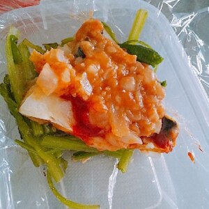 レンジだけで☆ケチャップ味のサバと玉ネギ煮